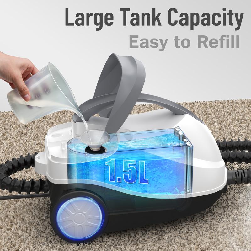 Phueut 1800W High-Pressure Steam Cleaner with 1.5L Tank & 28 Attachments for Home Multipurpose Floor Cleaning Chemical-Free Heavy-Duty Steamer