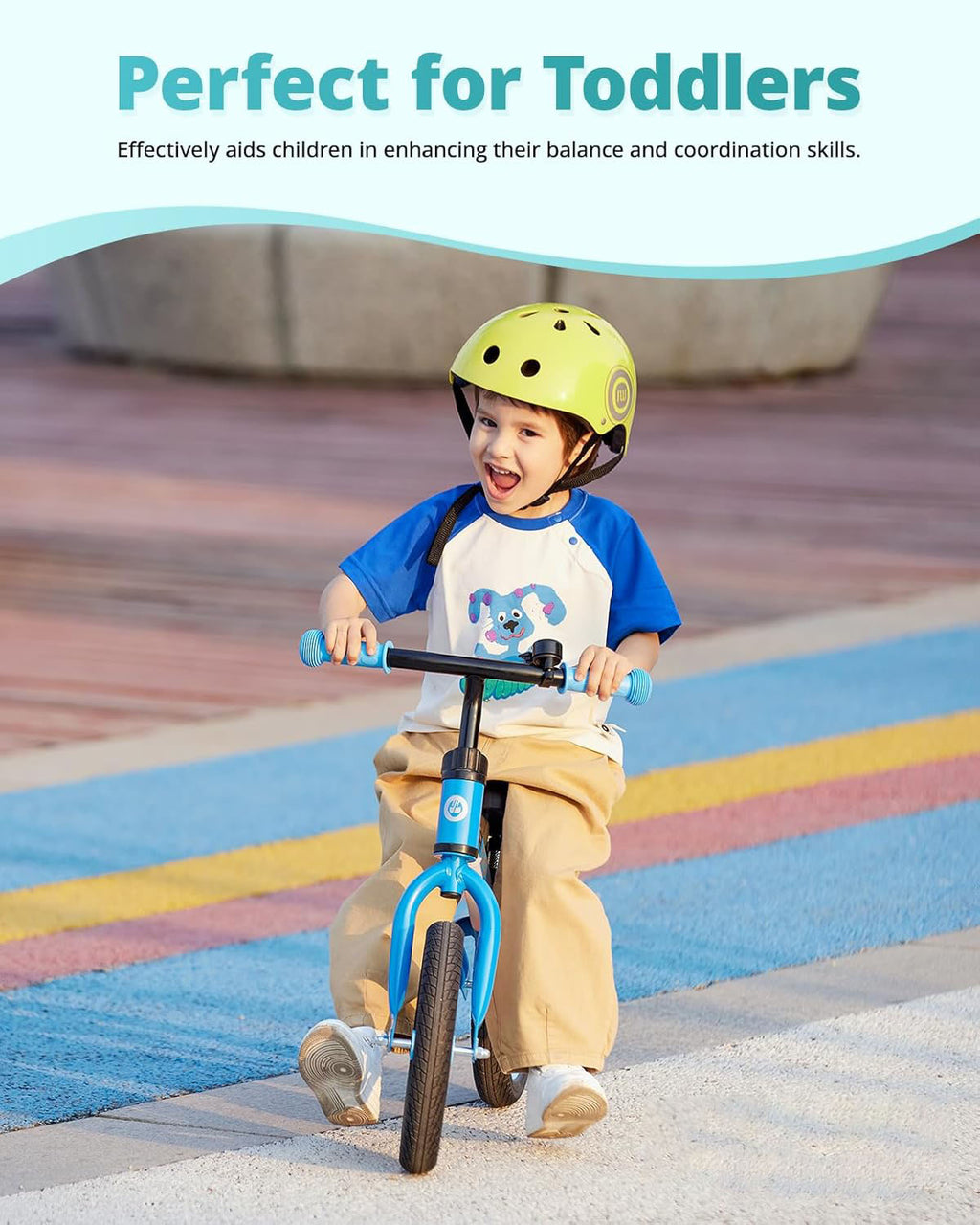 Balance Bike for Kids Ages 2–5, 12" Toddler Bike with LED Light & Bell, Adjustable Seat & Handlebar, Lightweight No-Pedal Design with Flat-Free Tires, Easy Assembly, Great Gift for Boys and Girls