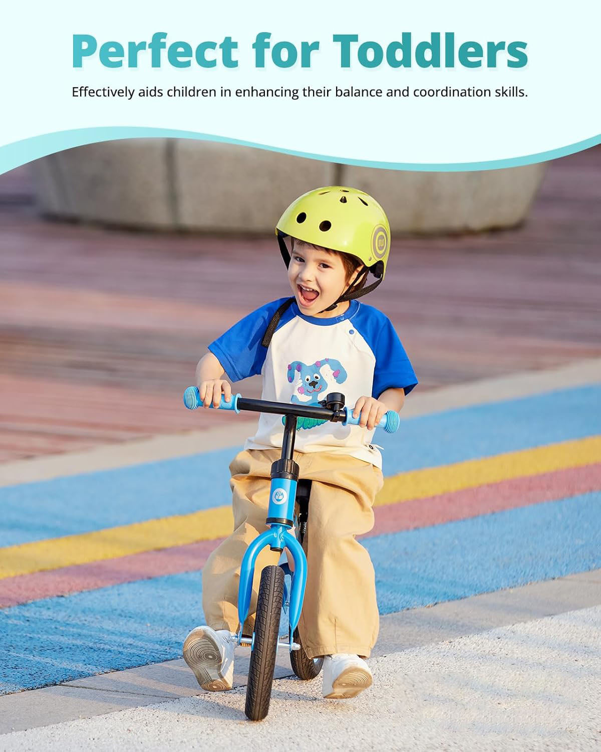 Balance Bike for Kids Ages 2–5, 12" Toddler Bike with LED Light & Bell, Adjustable Seat & Handlebar, Lightweight No-Pedal Design with Flat-Free Tires, Easy Assembly, Great Gift for Boys and Girls