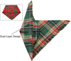 2PCS Christmas Dog Bandanas – Reversible Plaid with Tassels, Holiday Triangle Scarf for Boys & Girls, Classic Red-Green Winter Pet Outfit for Medium to Large Dogs