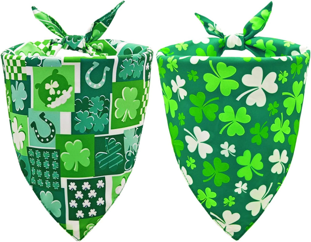 2PCS Christmas Dog Bandanas – Reversible Plaid with Tassels, Holiday Triangle Scarf for Boys & Girls, Classic Red-Green Winter Pet Outfit for Medium to Large Dogs