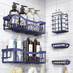 5-Pack Adhesive Shower Caddy Set, Rustproof Stainless Steel Bathroom Shelves with Large Capacity, No-Drill Wall Mount Organizers for Bathroom Storage and Home Décor
