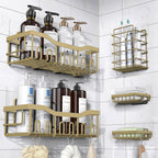 5-Pack Adhesive Shower Caddy Set, Rustproof Stainless Steel Bathroom Shelves with Large Capacity, No-Drill Wall Mount Organizers for Bathroom Storage and Home Décor