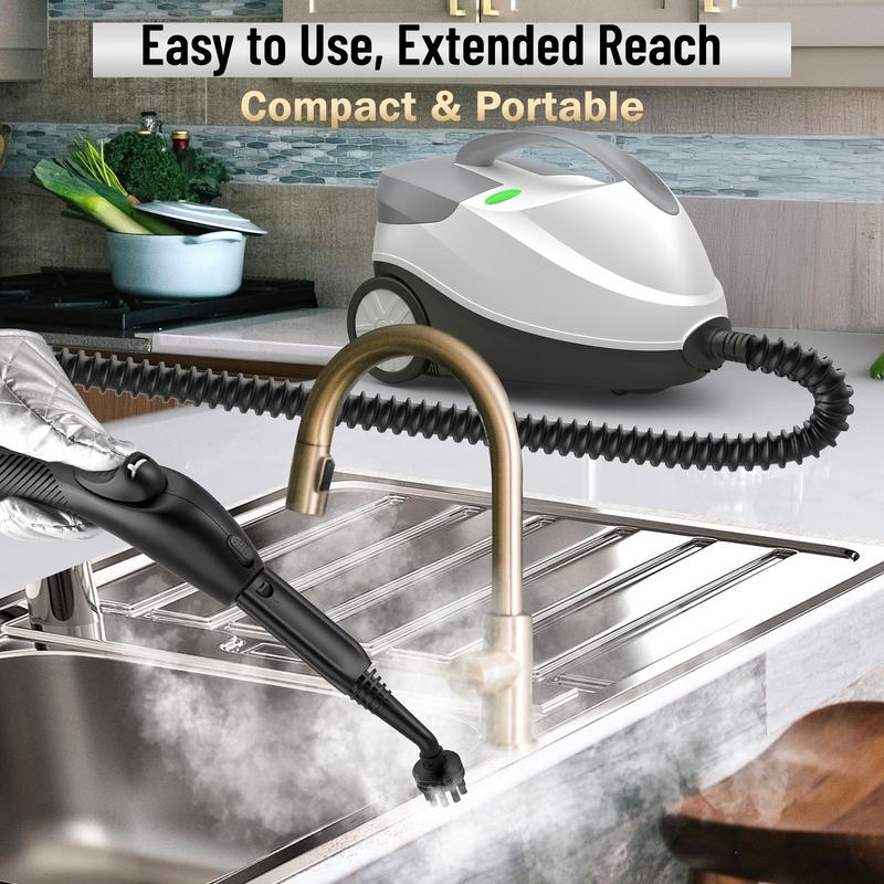 Phueut 1800W High-Pressure Steam Cleaner with 1.5L Tank & 28 Attachments for Home Multipurpose Floor Cleaning Chemical-Free Heavy-Duty Steamer