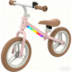 Balance Bike for Kids Ages 2–5, 12" Toddler Bike with LED Light & Bell, Adjustable Seat & Handlebar, Lightweight No-Pedal Design with Flat-Free Tires, Easy Assembly, Great Gift for Boys and Girls