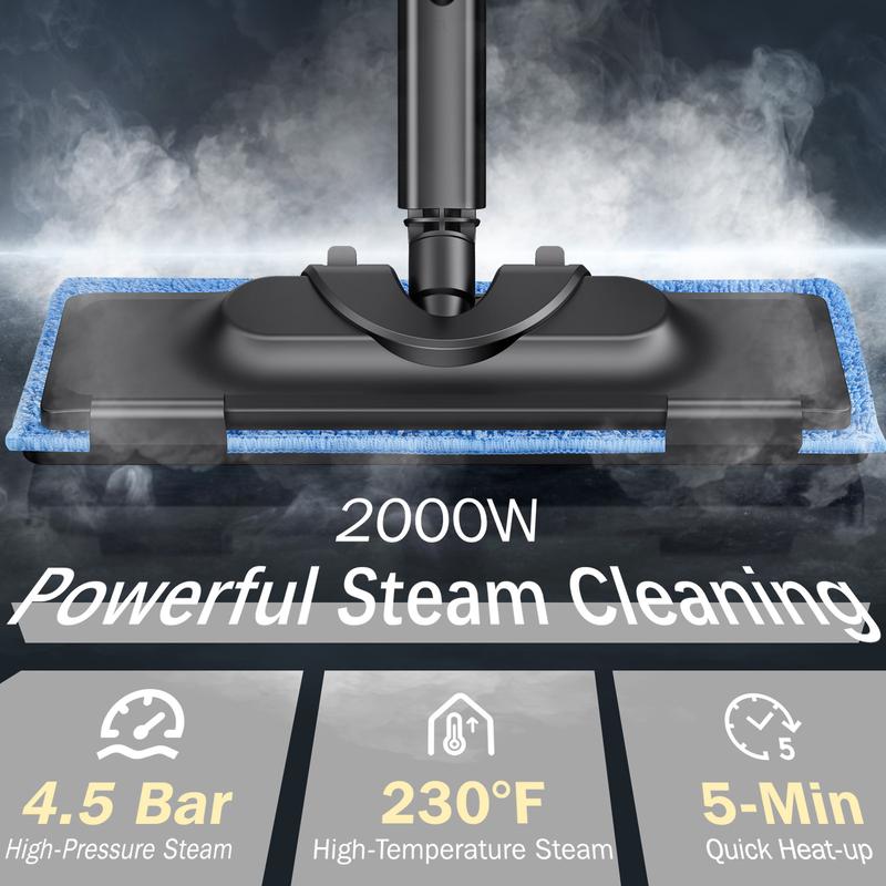 Phueut 1800W High-Pressure Steam Cleaner with 1.5L Tank & 28 Attachments for Home Multipurpose Floor Cleaning Chemical-Free Heavy-Duty Steamer